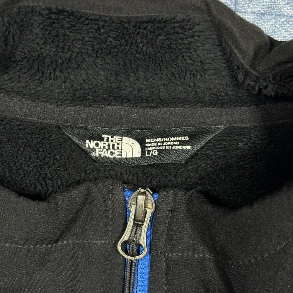The North Face Mens Windwall Softshell Jacket Black Blue Zip Fleece‎ Lined L